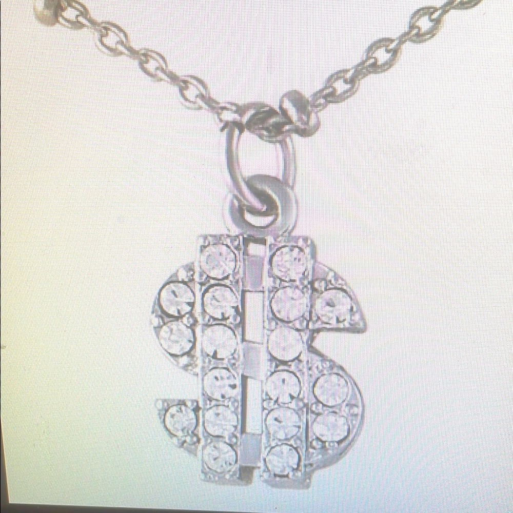 Elegant Silver Dollar Sign Pendant Necklace - Picture 1 of 1